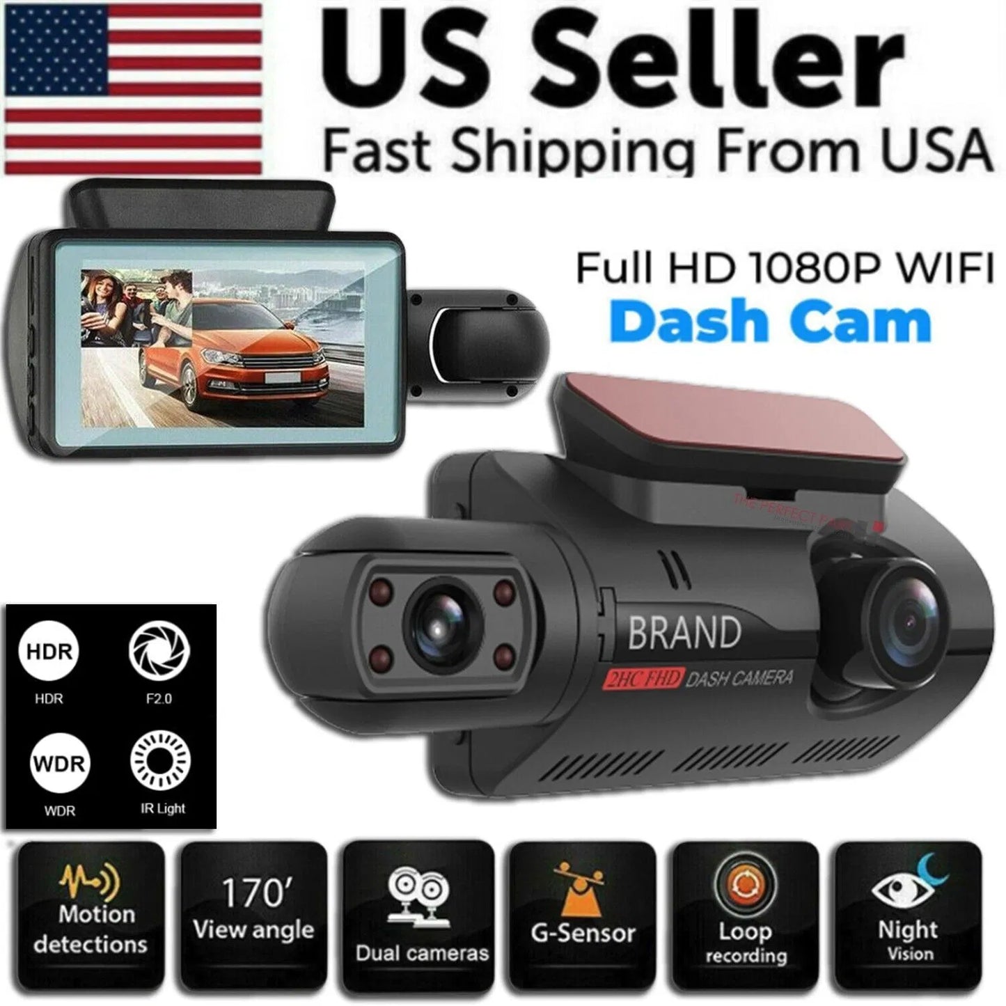 1080P Dual Lens Dash Cam with Front & Interior Camera