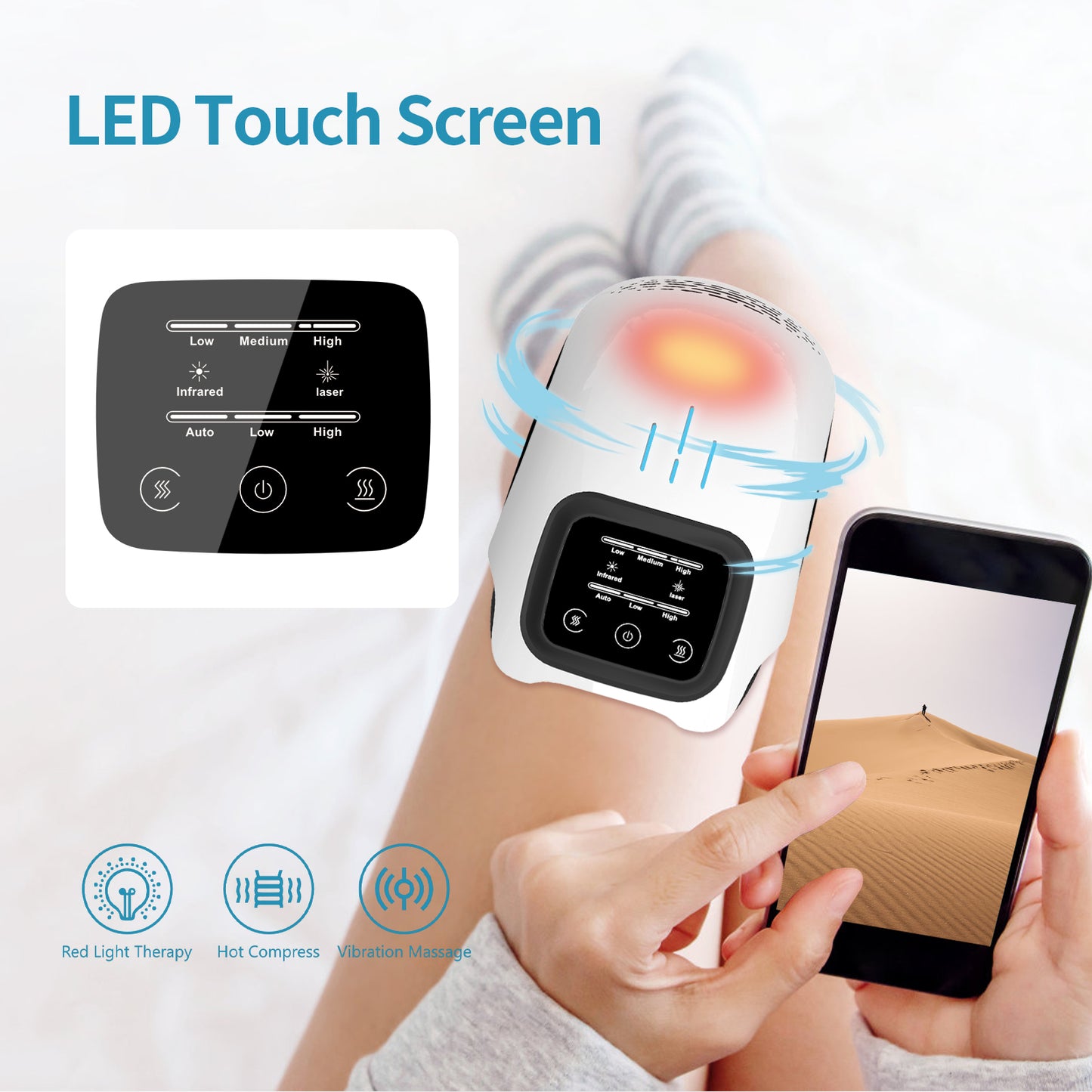 Heated Knee Massager with LED & Heat Therapy