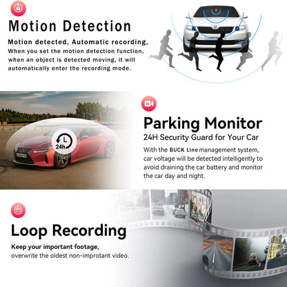 1080P Dual Lens Dash Cam with Front, Rear & Interior Recording