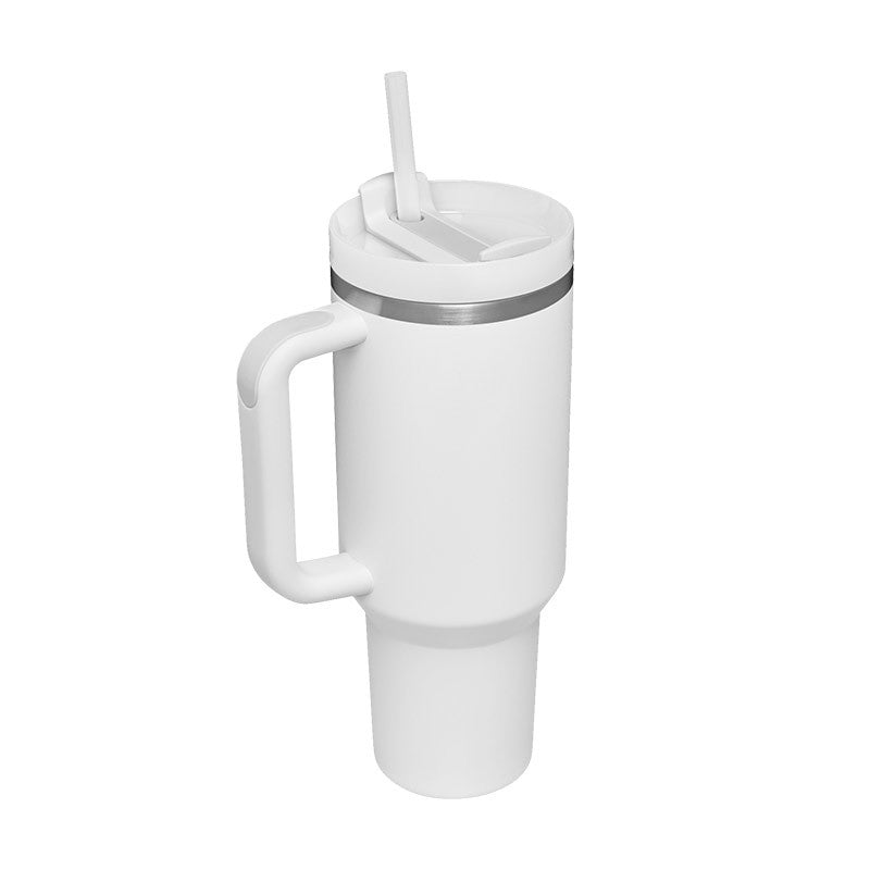 40 oz Insulated Stainless Steel Tumbler with Handle & Straw