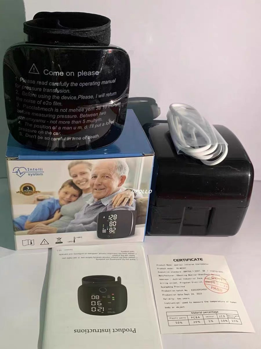 Rechargeable Digital Wrist Blood Pressure Monitor with LED Display