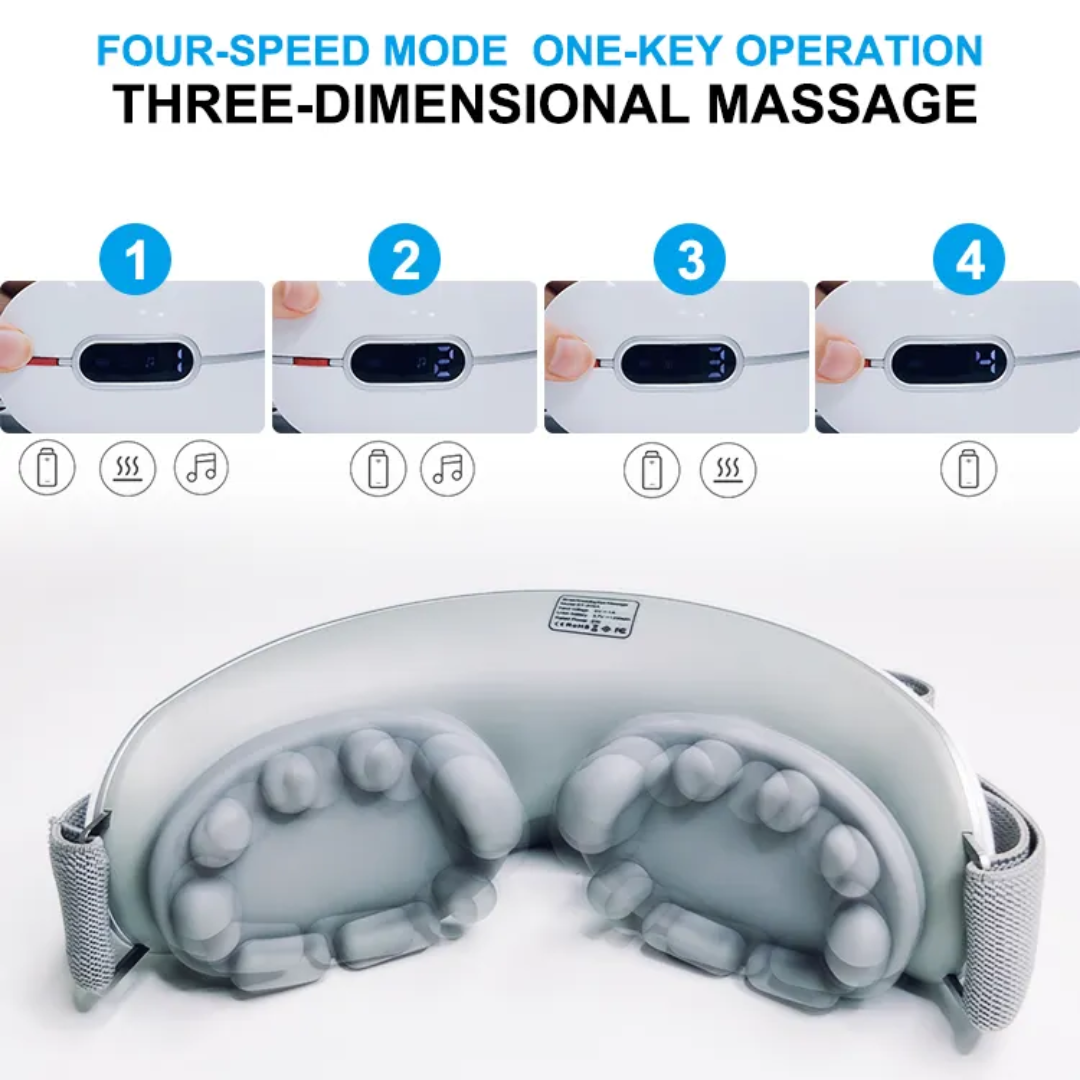Heated Eye Massager with Bluetooth & Heat Compression