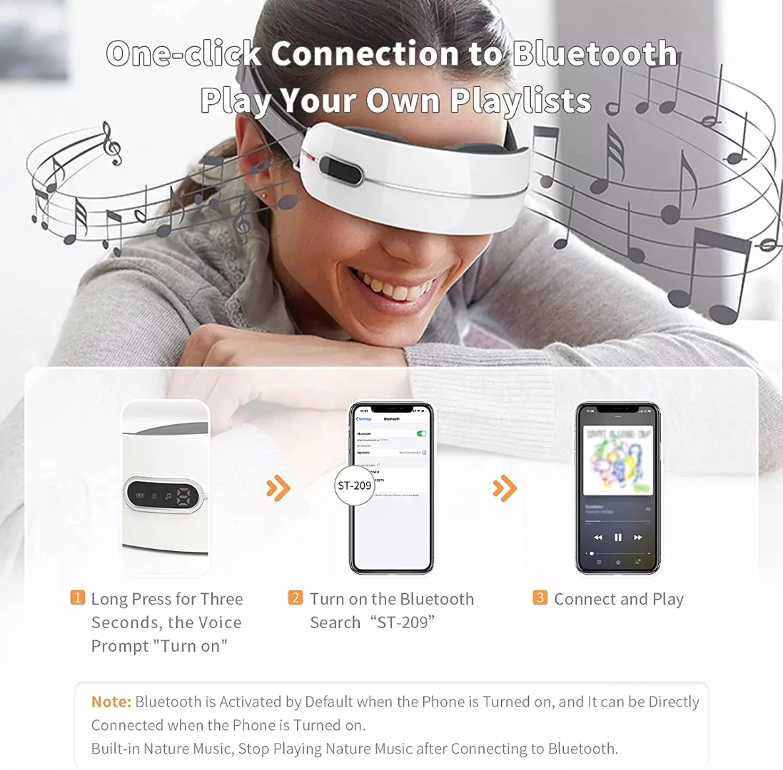 Heated Eye Massager with Bluetooth & Heat Compression
