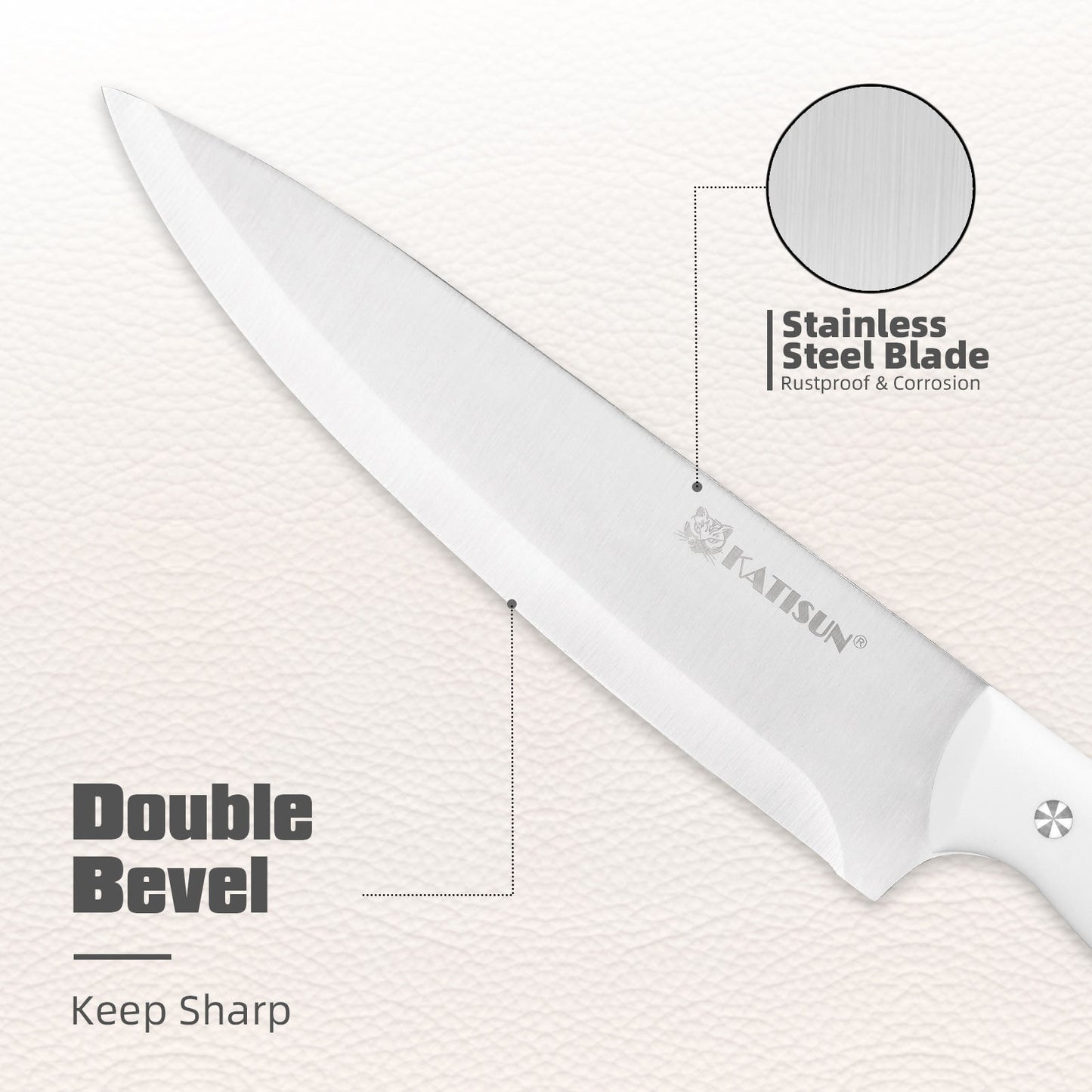 15-Piece White Stainless Steel Knife Set with Block