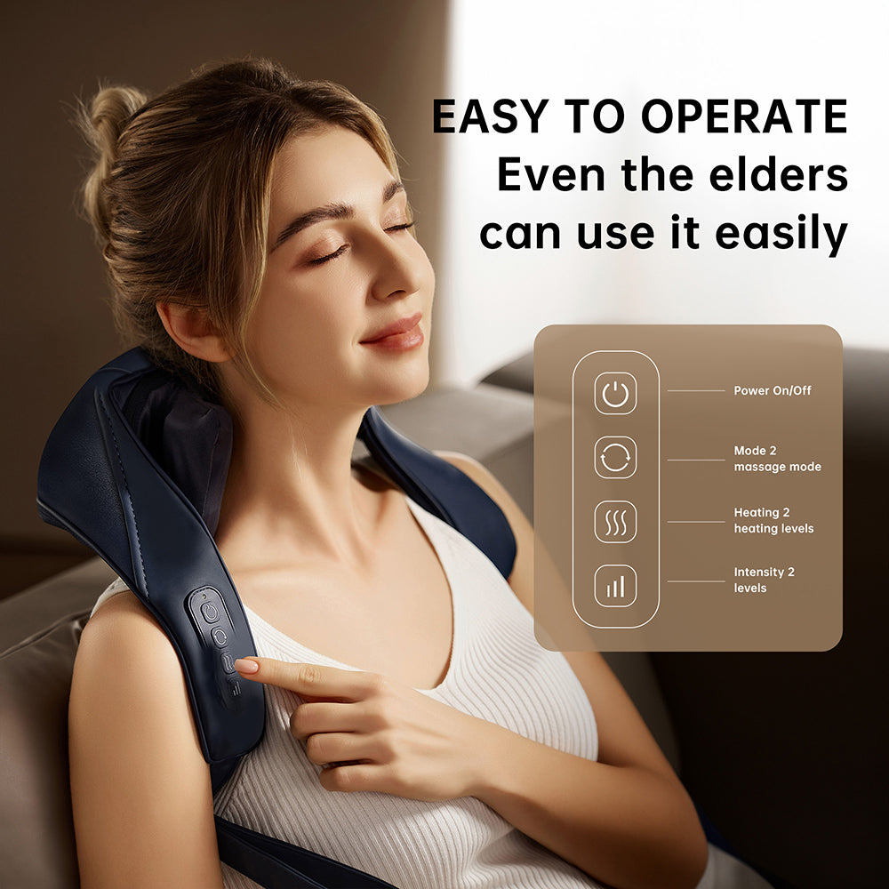 Cordless Rechargeable Shiatsu Neck & Back Massager with Heat