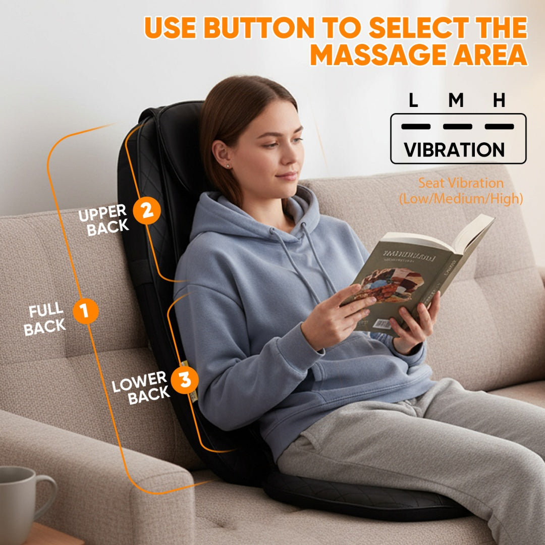 Back Massager Seat Cushion – Vibrating Chair Pad for Pain Relief