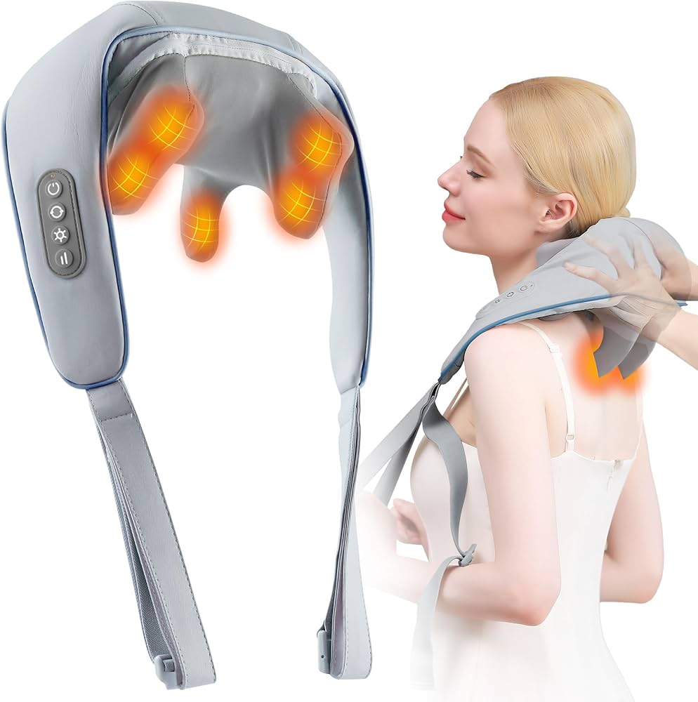 Cordless Rechargeable Shiatsu Neck & Back Massager with Heat