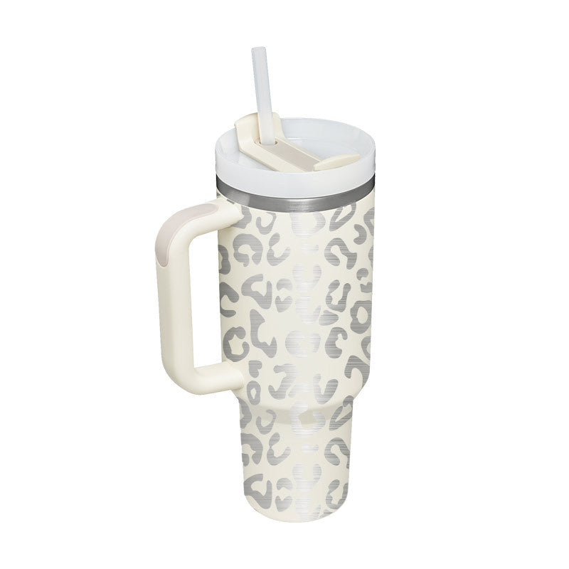 40 oz Insulated Stainless Steel Tumbler with Handle & Straw