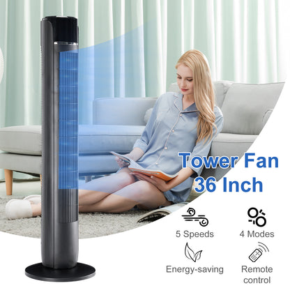 Bladeless Tower Fan with Remote – 35-Inch Quiet Oscillating Fan for Indoor Cooling