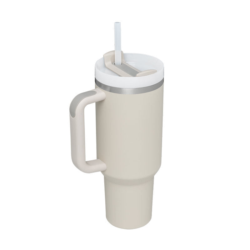 40 oz Insulated Stainless Steel Tumbler with Handle & Straw