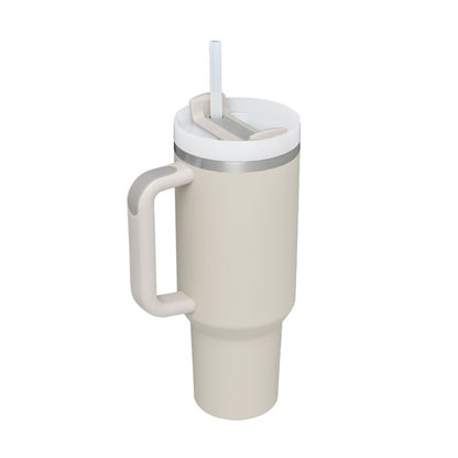 40 oz Insulated Stainless Steel Tumbler with Handle & Straw