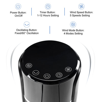 Bladeless Tower Fan with Remote – 35-Inch Quiet Oscillating Fan for Indoor Cooling