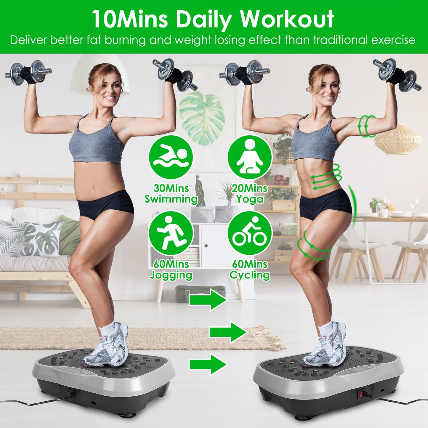 Vibration Exercise Platform with Resistance Bands