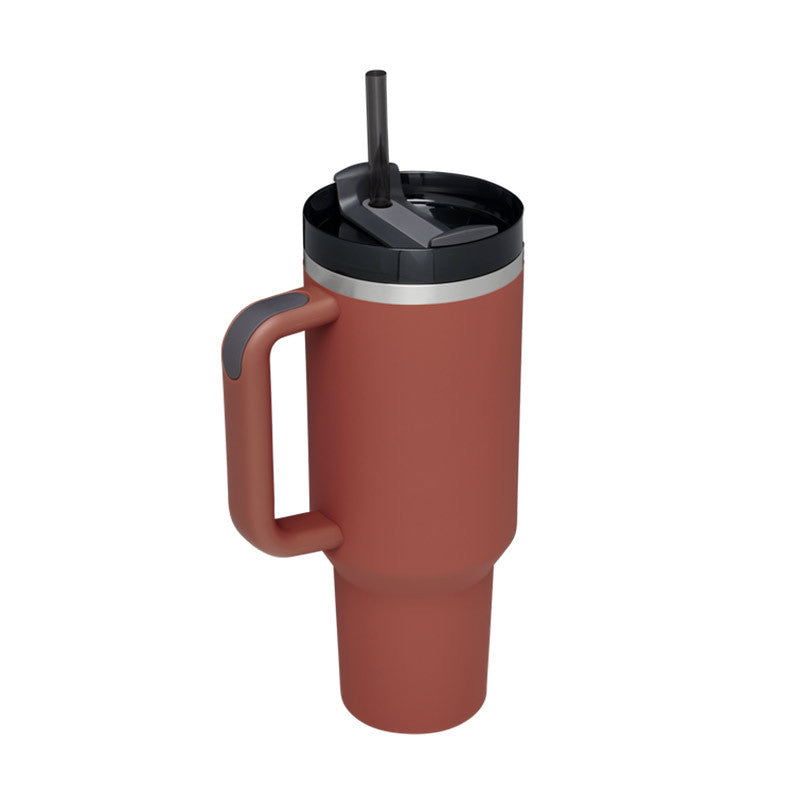 40 oz Insulated Stainless Steel Tumbler with Handle & Straw