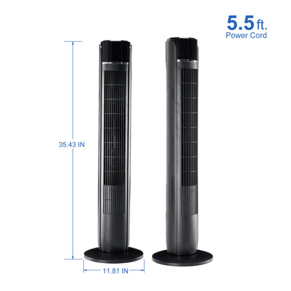 Bladeless Tower Fan with Remote – 35-Inch Quiet Oscillating Fan for Indoor Cooling