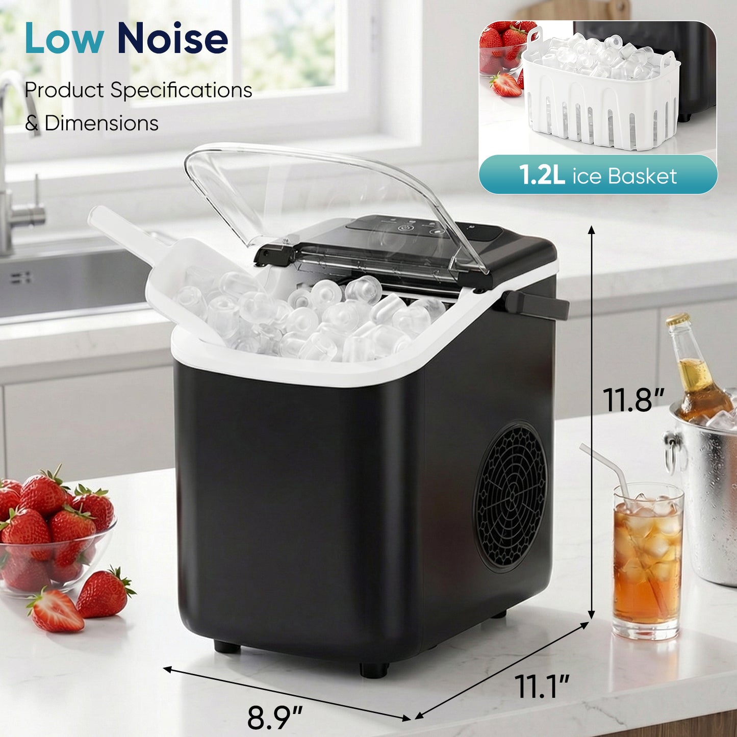 Portable Countertop Ice Maker – 9 Cubes in 6–8 Min, Quiet Operation