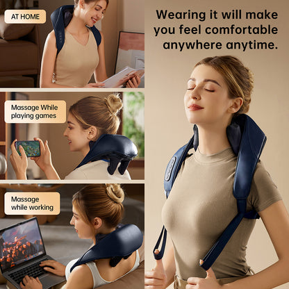 Cordless Rechargeable Shiatsu Neck & Back Massager with Heat