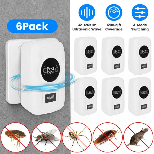 6-Pack Ultrasonic Pest Repeller Plug-In for Home