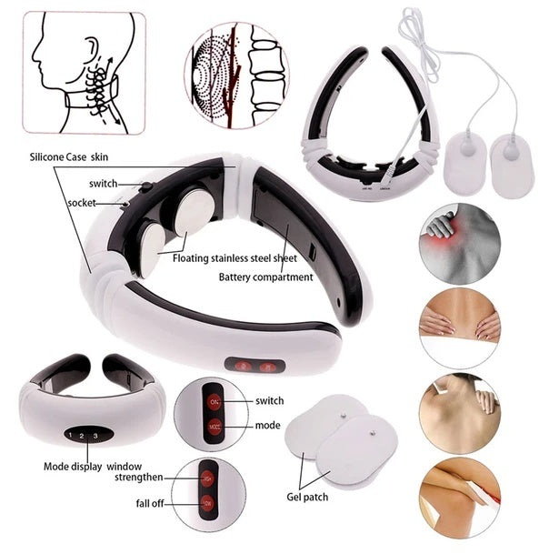 Smart Neck Massager – EMS Pulse, Heat Therapy & Muscle Relaxation for Pain Relief