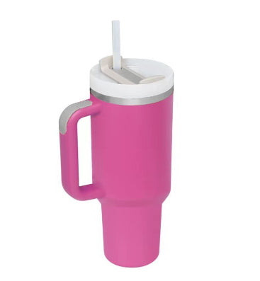 40 oz Insulated Stainless Steel Tumbler with Handle & Straw