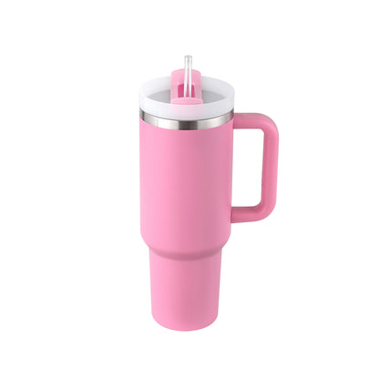 40 oz Insulated Stainless Steel Tumbler with Handle & Straw