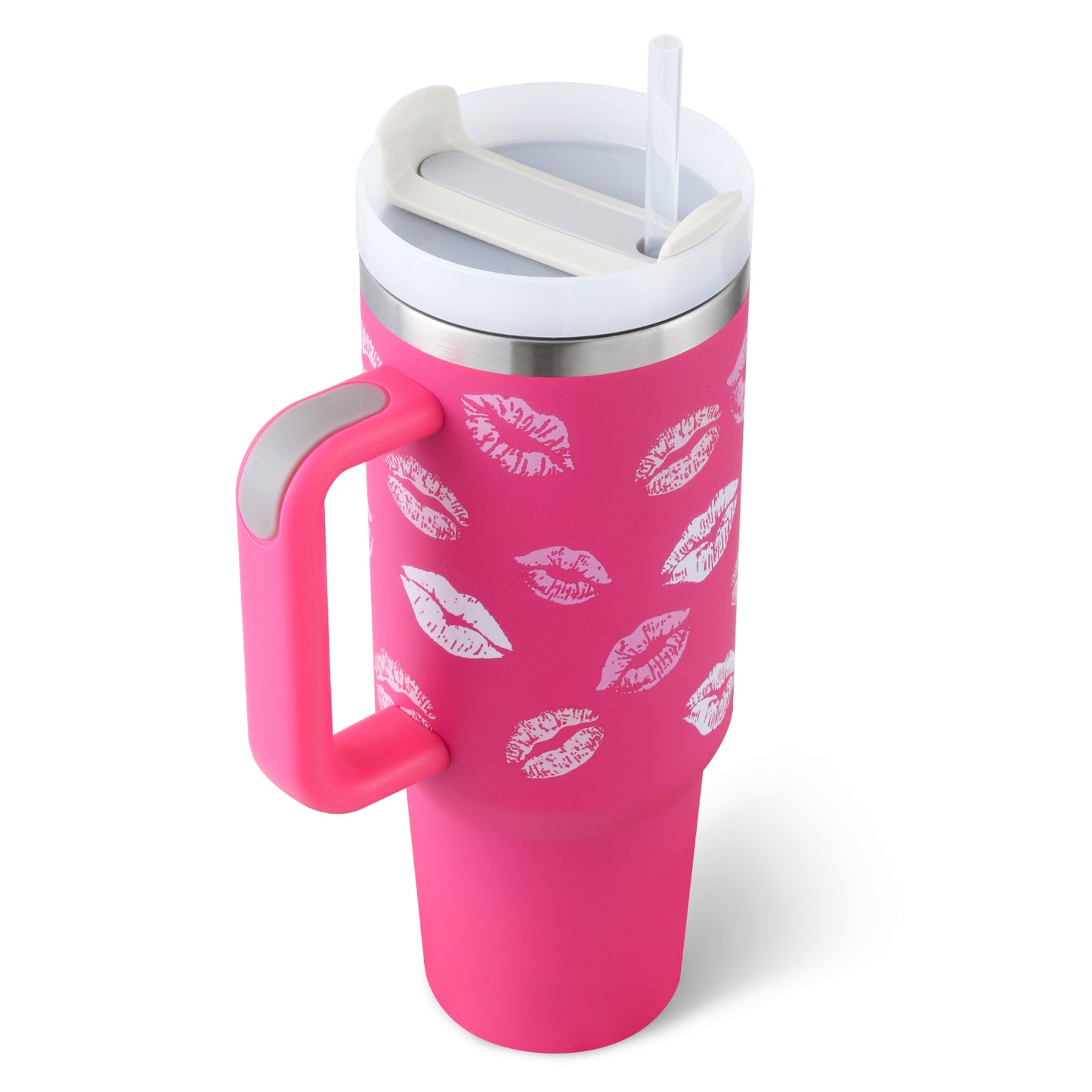 40 oz Insulated Stainless Steel Tumbler with Handle & Straw
