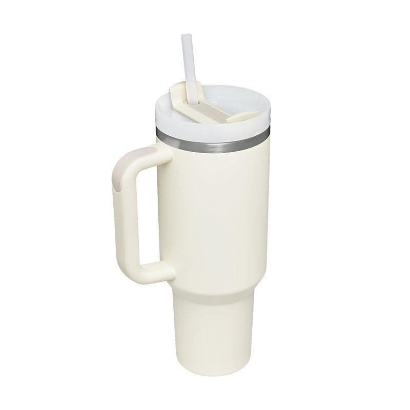 40 oz Insulated Stainless Steel Tumbler with Handle & Straw