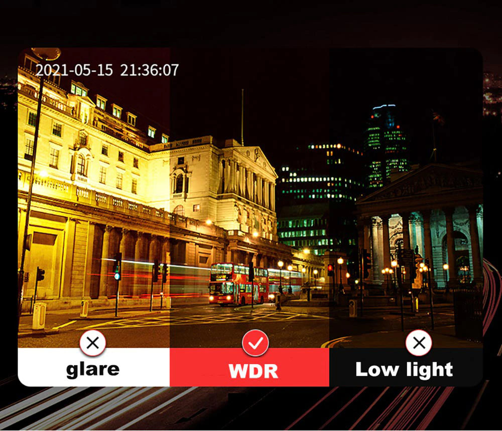 1080P Dual Lens Dash Cam with Front, Rear & Interior Recording