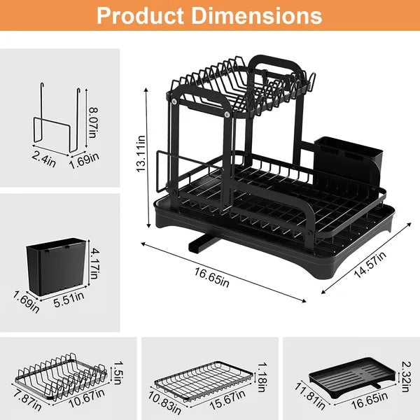 2-Tier Dish Drying Rack with Drainboard