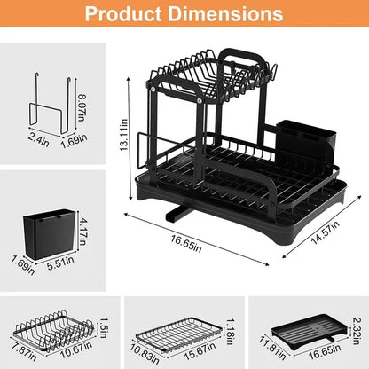 2-Tier Dish Drying Rack with Drainboard