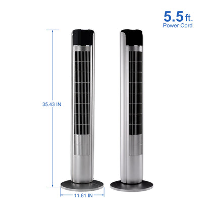 Bladeless Tower Fan with Remote – 35-Inch Quiet Oscillating Fan for Indoor Cooling