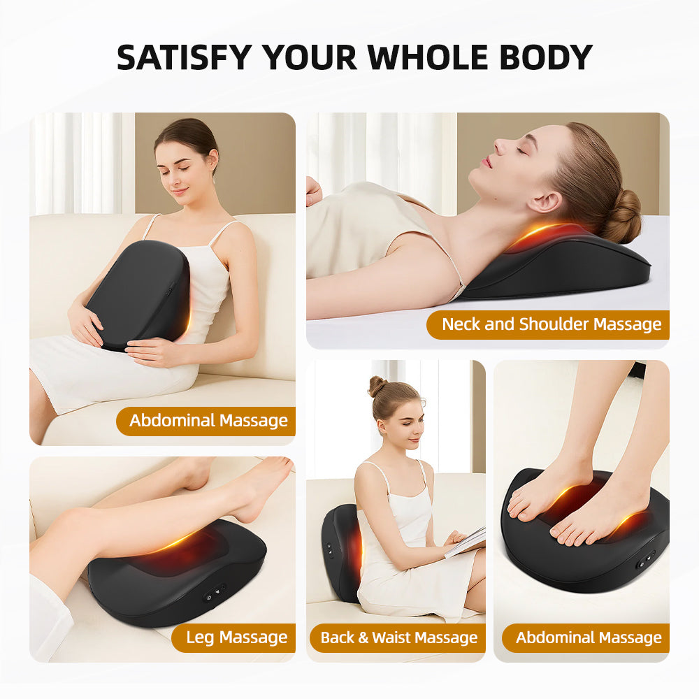 Massage Cushion with Heat for Neck & Back Relief