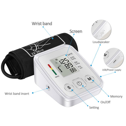 Upper Arm Blood Pressure Monitor with Heart Rate