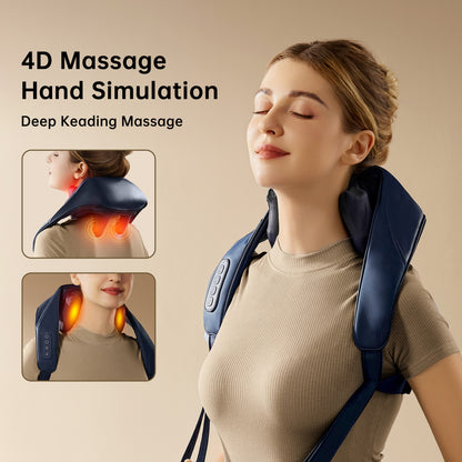 Cordless Rechargeable Shiatsu Neck & Back Massager with Heat