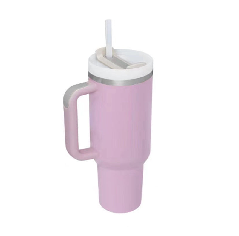 40 oz Insulated Stainless Steel Tumbler with Handle & Straw