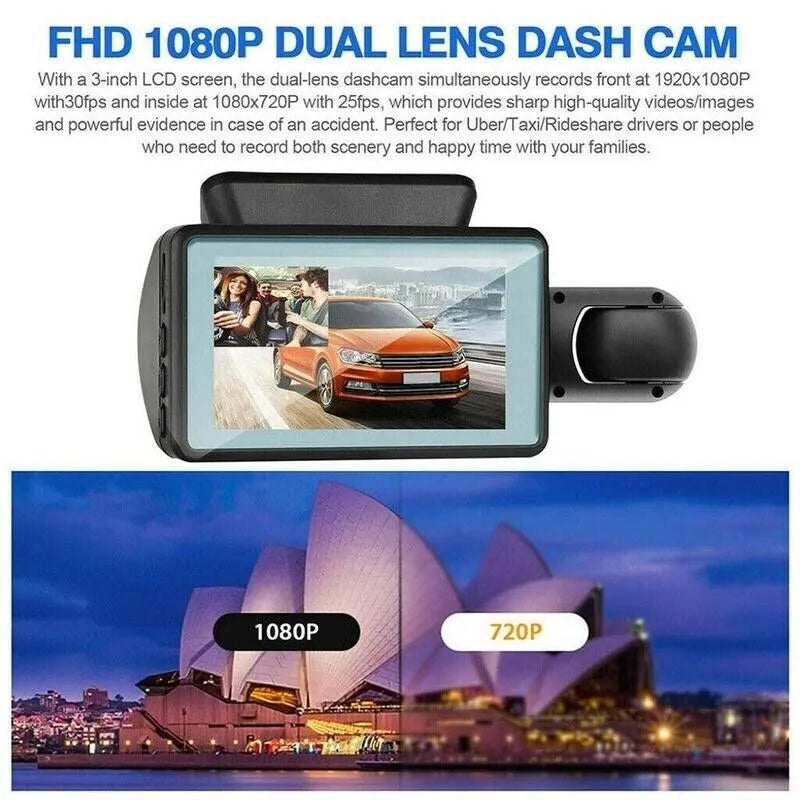 1080P Dual Lens Dash Cam with Front & Interior Camera