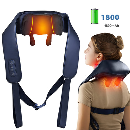 Cordless Rechargeable Shiatsu Neck & Back Massager with Heat