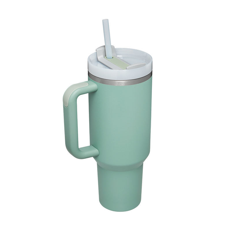40 oz Insulated Stainless Steel Tumbler with Handle & Straw