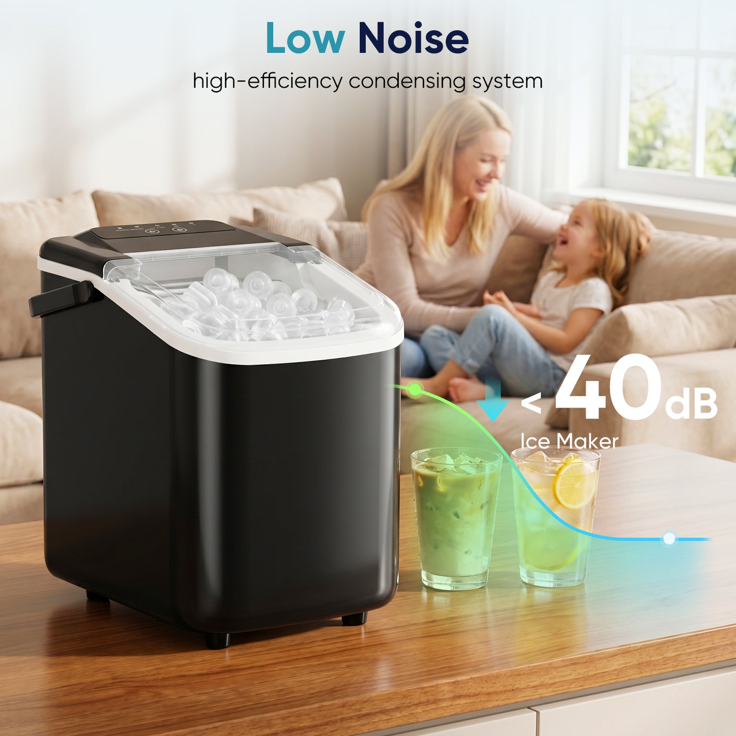 Portable Countertop Ice Maker – 9 Cubes in 6–8 Min, Quiet Operation