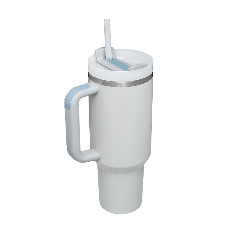 40 oz Insulated Stainless Steel Tumbler with Handle & Straw