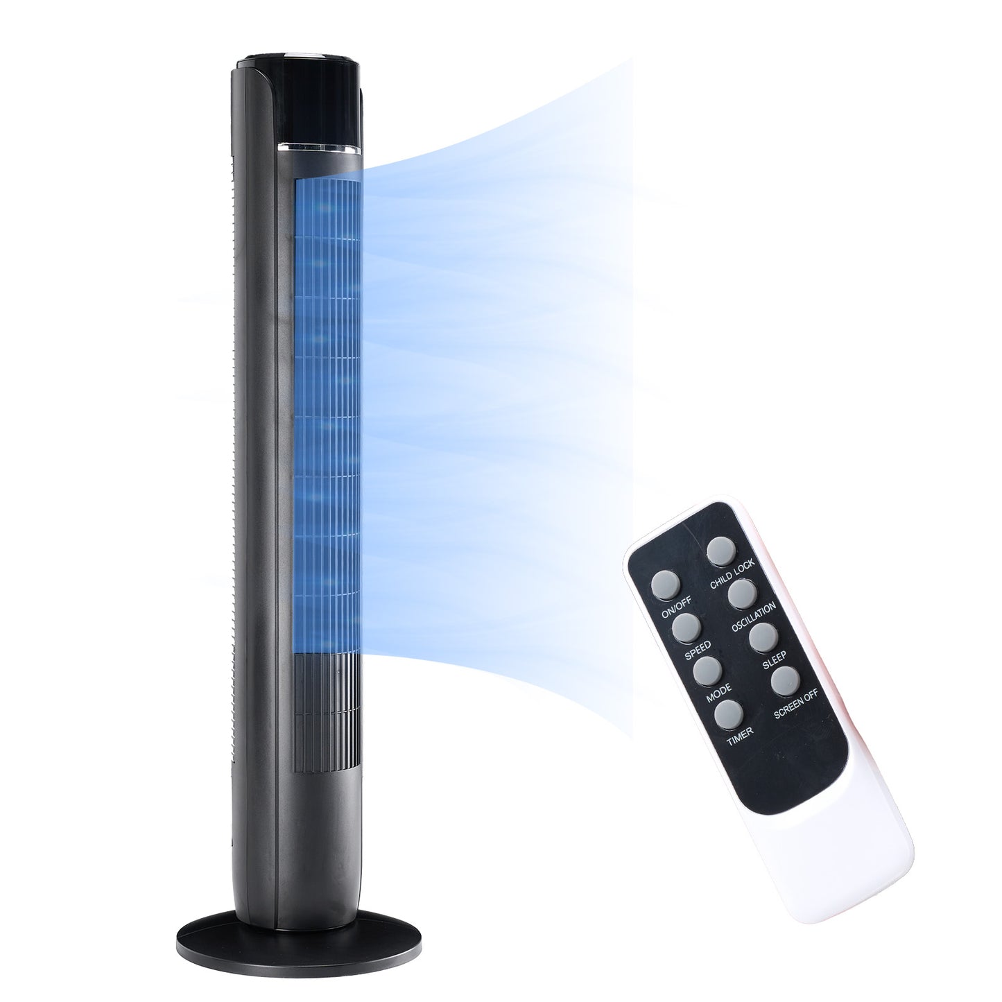 Bladeless Tower Fan with Remote – 35-Inch Quiet Oscillating Fan for Indoor Cooling