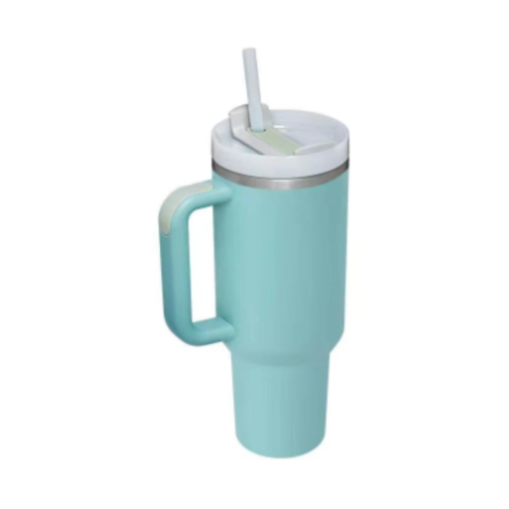 40 oz Insulated Stainless Steel Tumbler with Handle & Straw