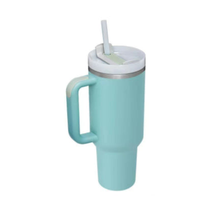 40 oz Insulated Stainless Steel Tumbler with Handle & Straw