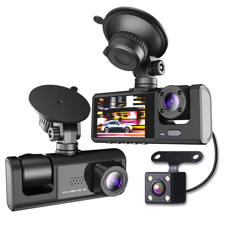 1080P Dual Lens Dash Cam with Front, Rear & Interior Recording