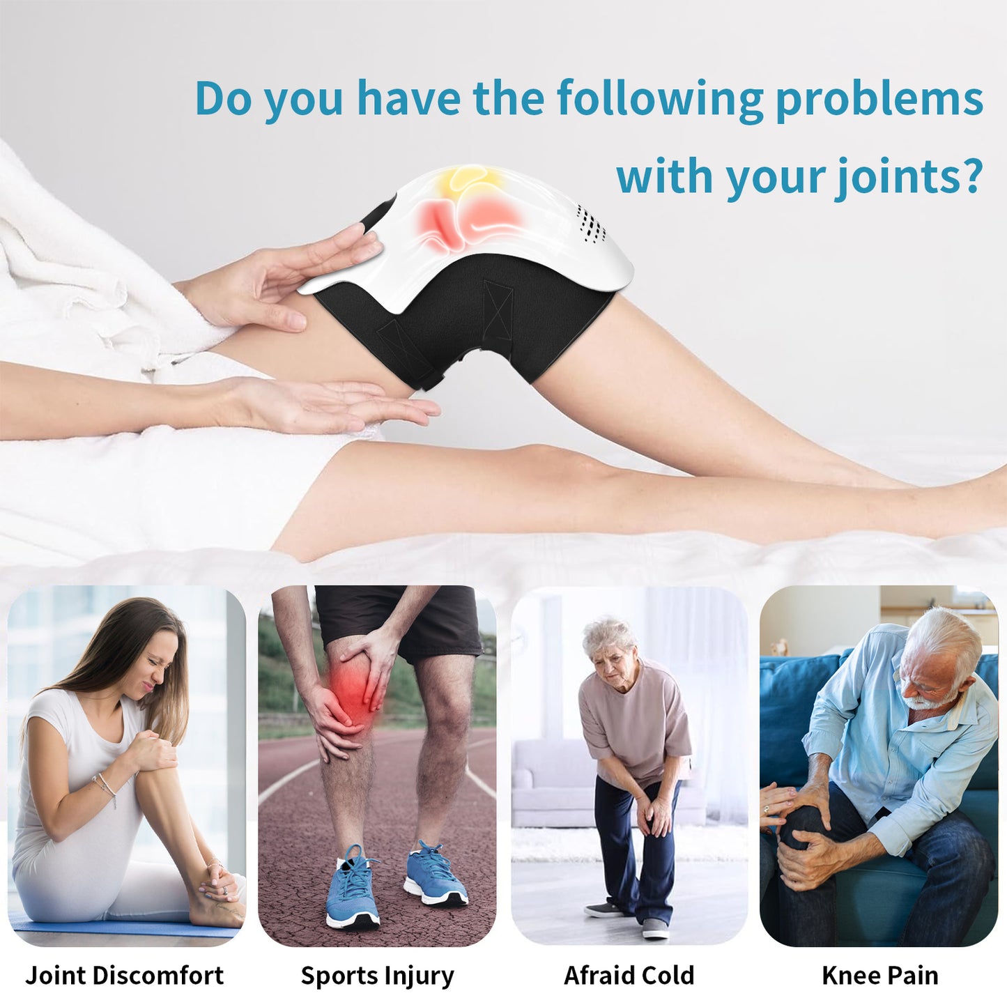 Heated Knee Massager with LED & Heat Therapy