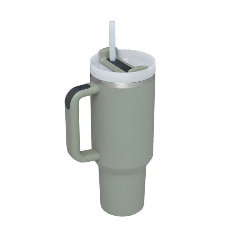 40 oz Insulated Stainless Steel Tumbler with Handle & Straw
