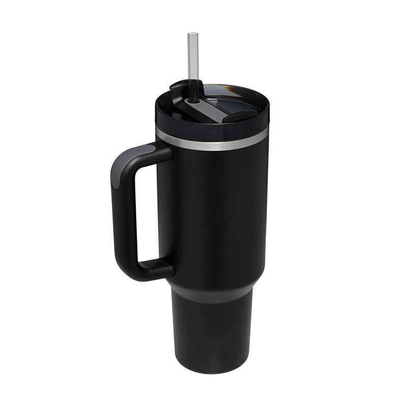 40 oz Insulated Stainless Steel Tumbler with Handle & Straw