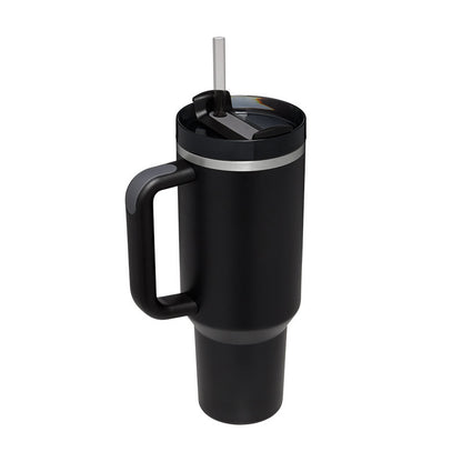 40 oz Insulated Stainless Steel Tumbler with Handle & Straw