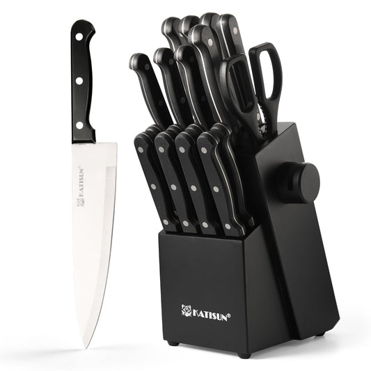 19-Piece German Stainless Steel Knife Set with Block