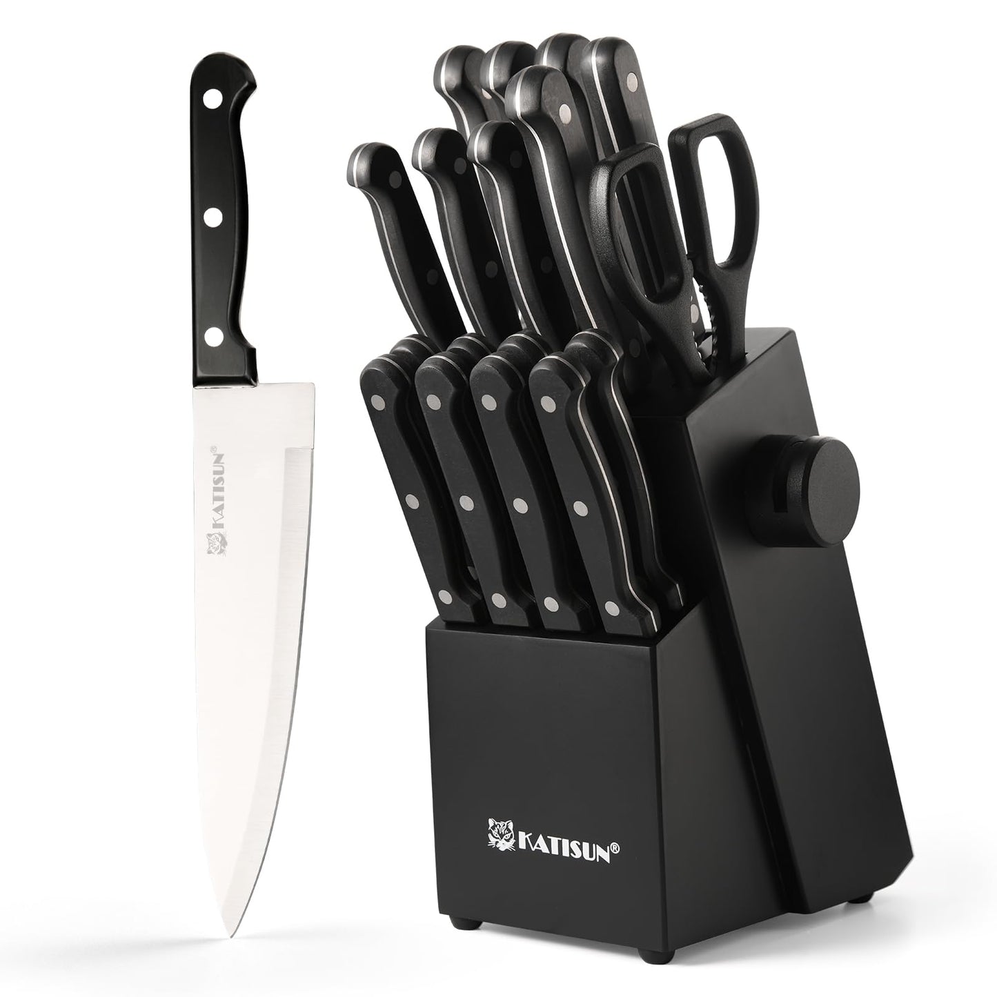 19-Piece German Stainless Steel Knife Set with Block